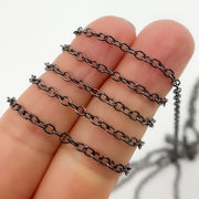 Black Rhodium Sterling Silver Smooth Oval Link Chain
